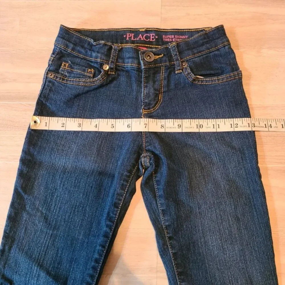 The Childrens Place Girls Jeans 8 Slim Blue Super Skinny Stretch Denim Pants